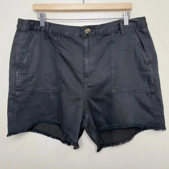 Aerie Womens  XL Utility Shorts Pockets Fray Hem In Smocked Grey - Picture 2 of 12